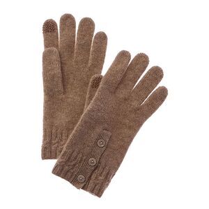 Hannah Rose Buttons & Twisted Cable Cuff Cashmere Gloves, Beige